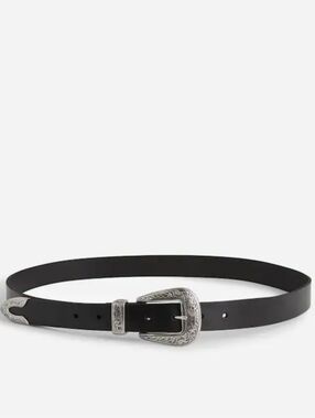Madewell Leather Western Belt - True Black with Silver hardware